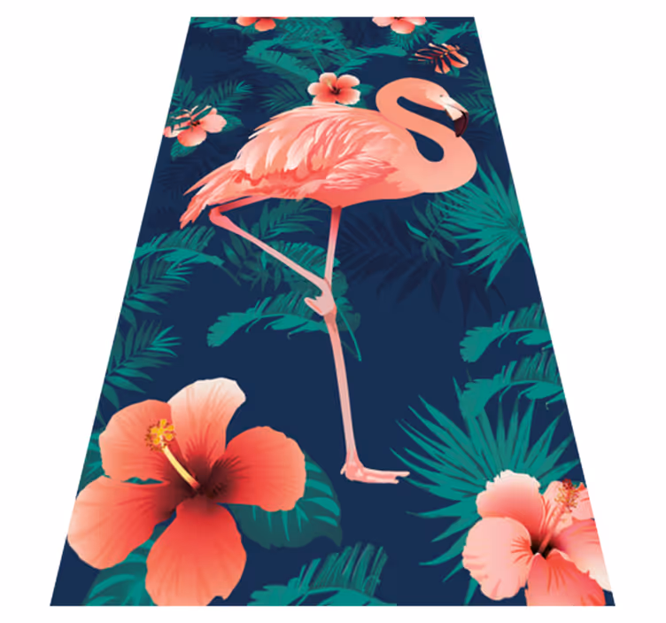 Dywan winylowy zwierzęta różowe flamingi tropikalne - TenStickers