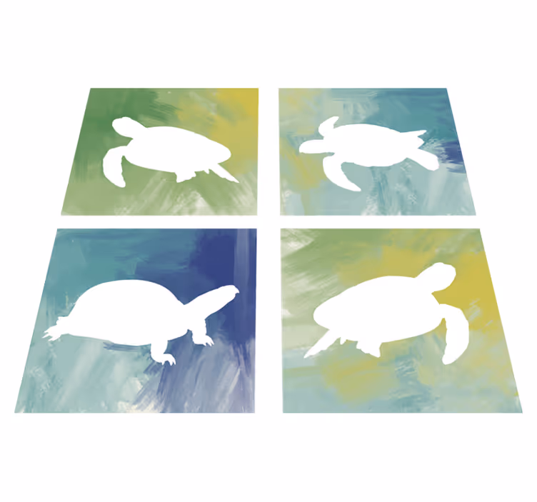 Dywan winylowy zwierzęta kolorowe płytki żółwi - TenStickers
