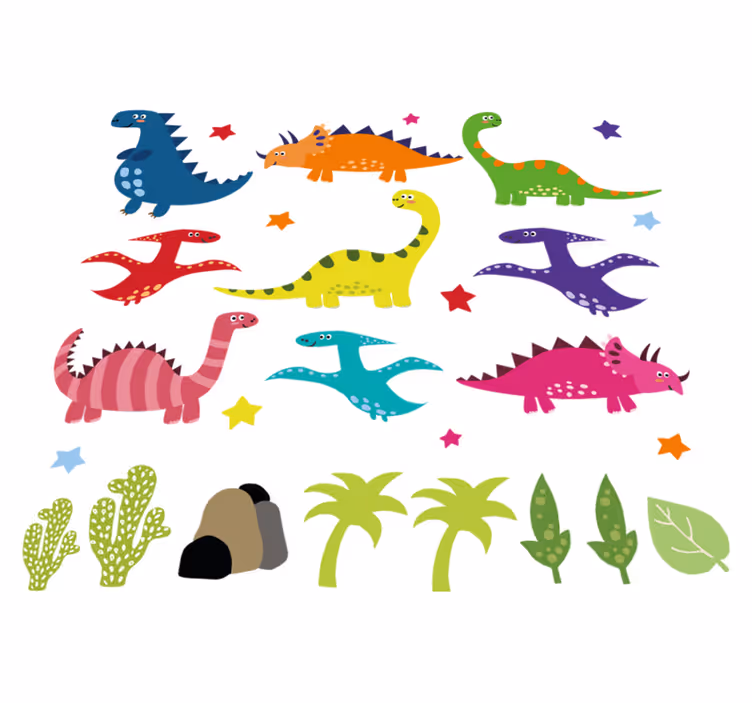 Dywan winylowy zwierzęta kolorowe dinozaury nordyckie - TenStickers