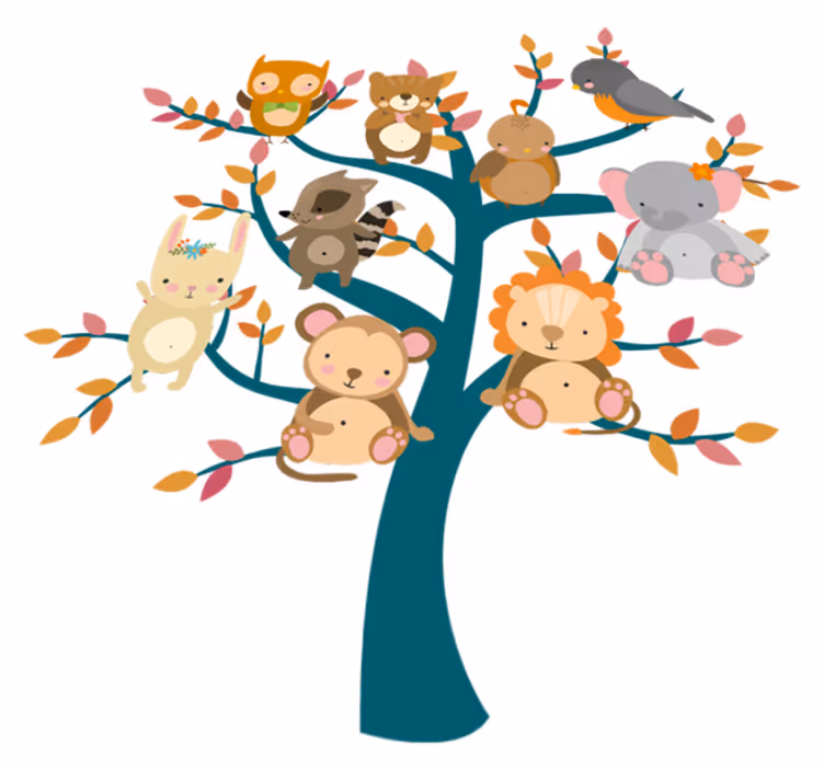 Dywan winylowy zwierzęta drzewo z maluchami - TenStickers
