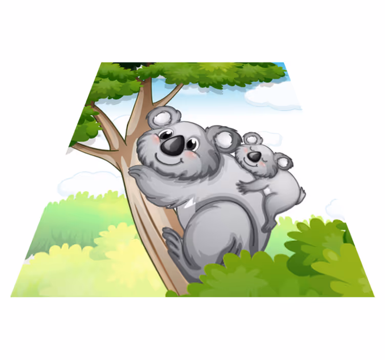Dywan winylowy zwierzęta mama i dziecko koala - TenStickers