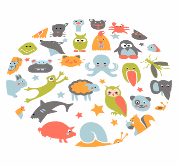 Dywan winylowy zwierzęta w okręgu - TenStickers