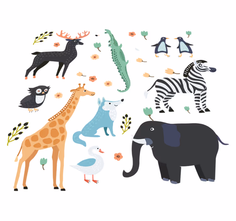 Dywan winylowy zwierzęta wesołe zwierzęta w parku - TenStickers