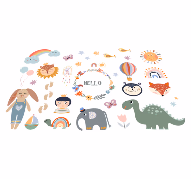 Dywan winylowy zwierzęta w kwiaty dla dzieci - TenStickers