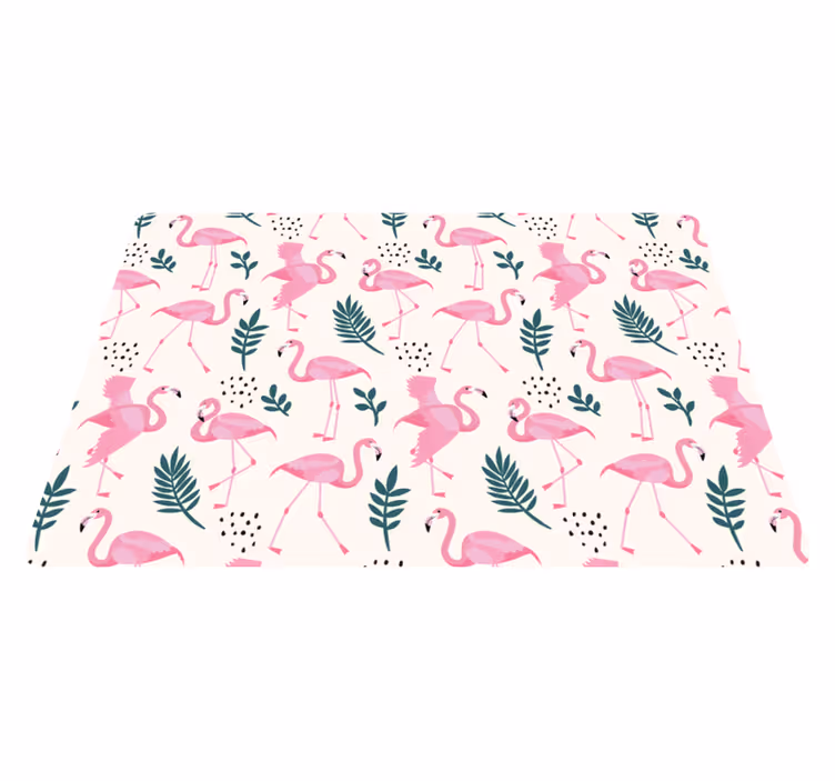 Dywan winylowy zwierzęta w flamingi i liście - TenStickers