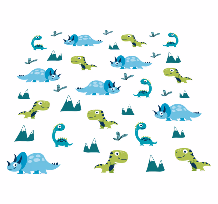 Dywan winylowy zwierzęta zestaw górskich dinozaurów - TenStickers