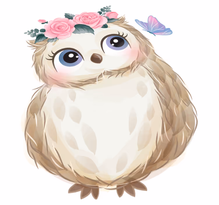 Dywan winylowy zwierzęta sowa i kwiaty - TenStickers