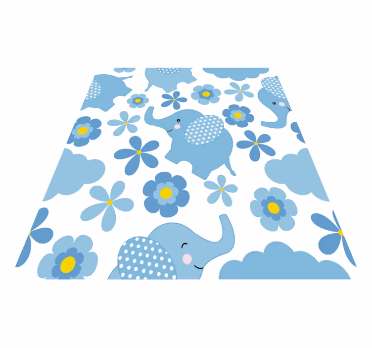 Dywan winylowy zwierzęta niebieskie małe słonie - TenStickers