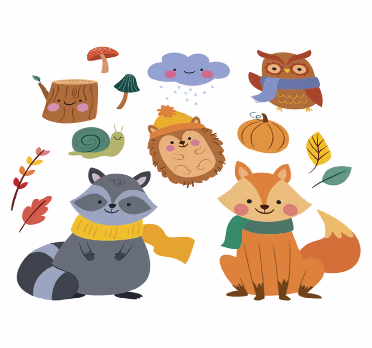 Dywan winylowy zwierzęta kwiaty i zwierzęta jesieni - TenStickers