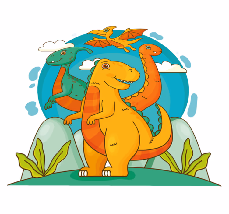 Dywan winylowy zwierzęta dinozaury w dżungli - TenStickers