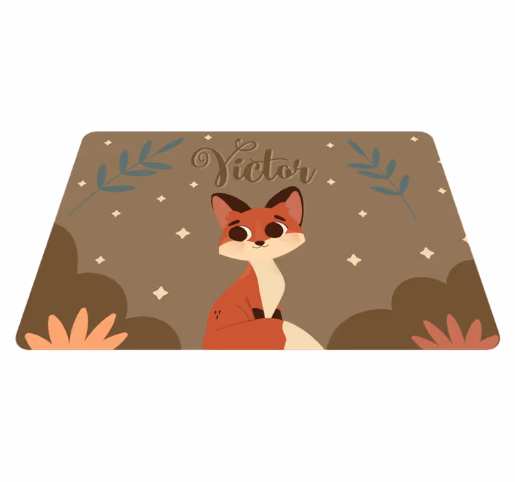 Dywan winylowy zwierzęta lisek dla chłopca z imieniem - TenStickers