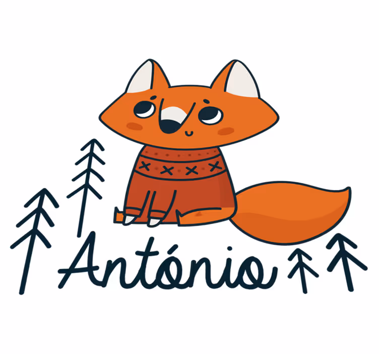 Dywan winylowy zwierzęta lis nordycki z imieniem - TenStickers
