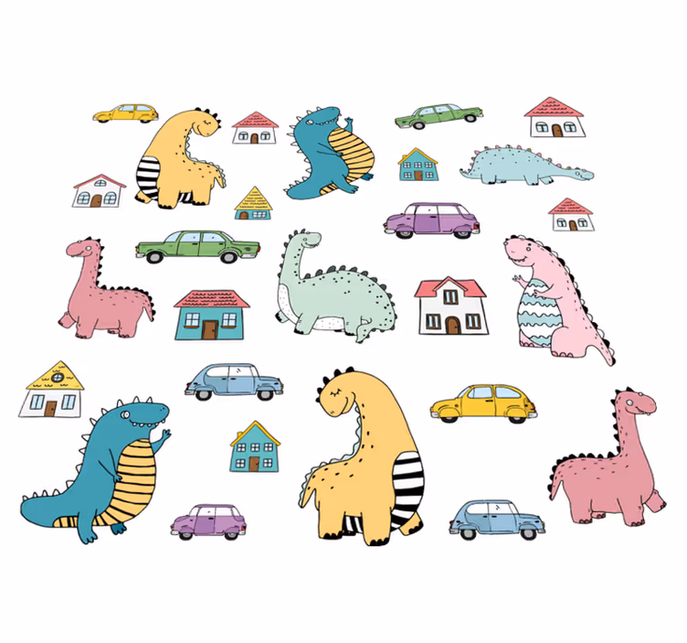 Dywan winylowy zwierzęta zestaw nordyckich dinozaurów - TenStickers