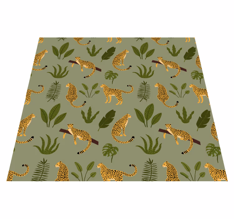 Dywan winylowy zwierzęta w leoparda w dżungli - TenStickers