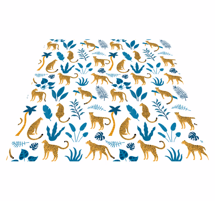 Dywan winylowy zwierzęta w stylu botanicznym z lampartami - TenStickers