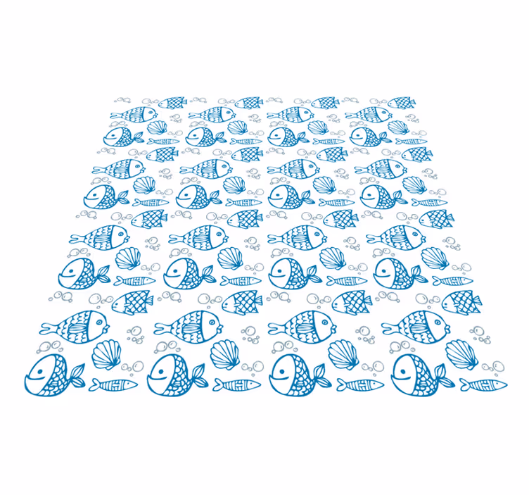 Dywan winylowy zwierzęta rysowane niebieskie ryby - TenStickers
