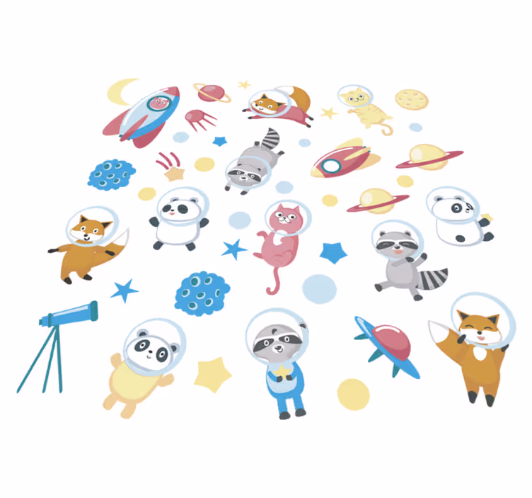 Dywan winylowy zwierzęta urocze astronauty - TenStickers