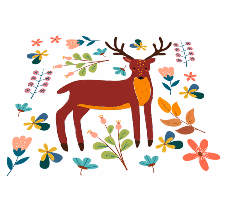 Dywan winylowy zwierzęta ilustracja fantazyjnego jelenia - TenStickers