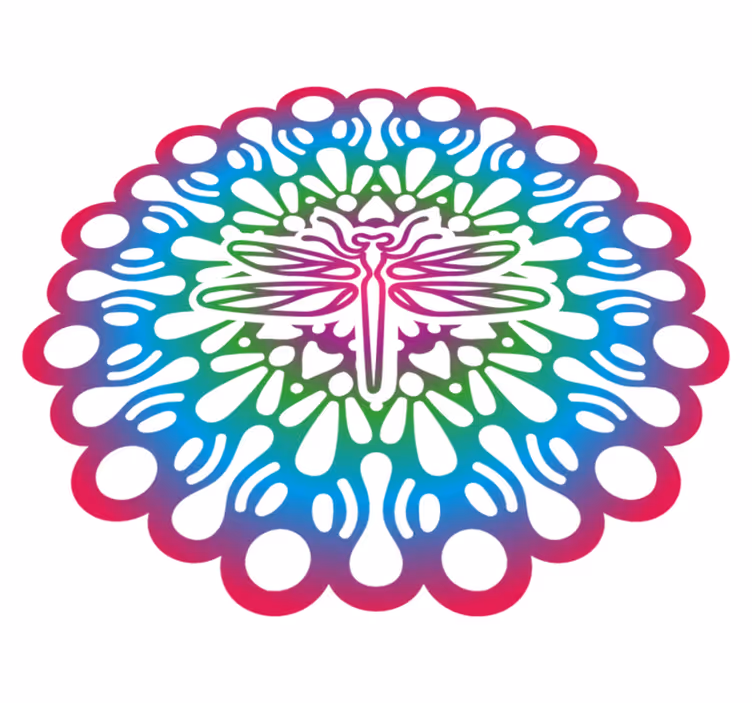Dywan winylowy zwierzęta mandala kolorowych ważek - TenStickers