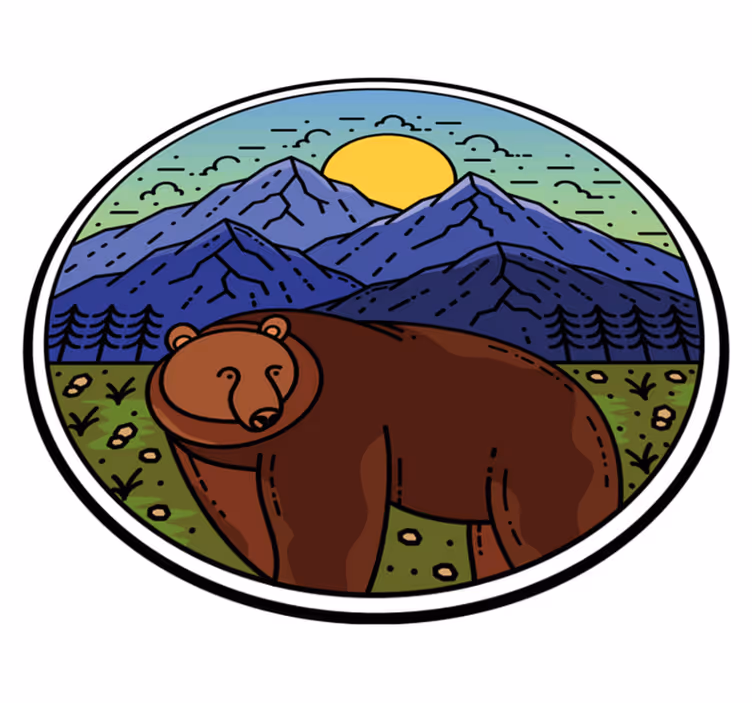 Dywan winylowy zwierzęta niedźwiedź w krajobrazie - TenStickers