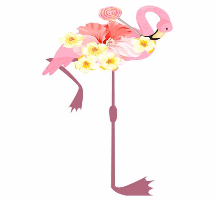 Dywan winylowy zwierzęta flamingo w kwiaty - TenStickers