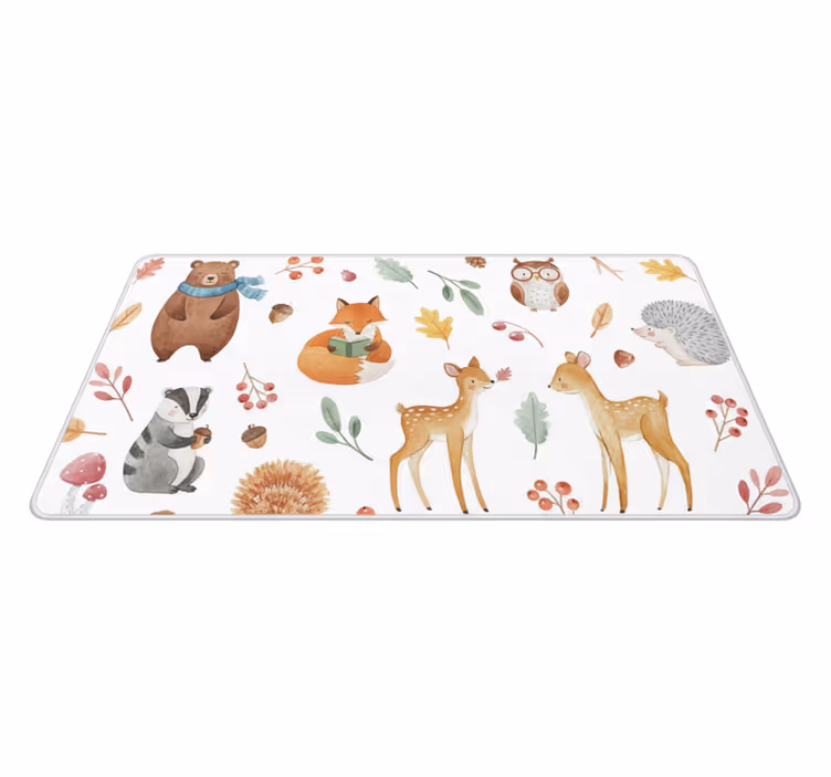 Dywan winylowy do kuchni w leśne akwarele - TenStickers