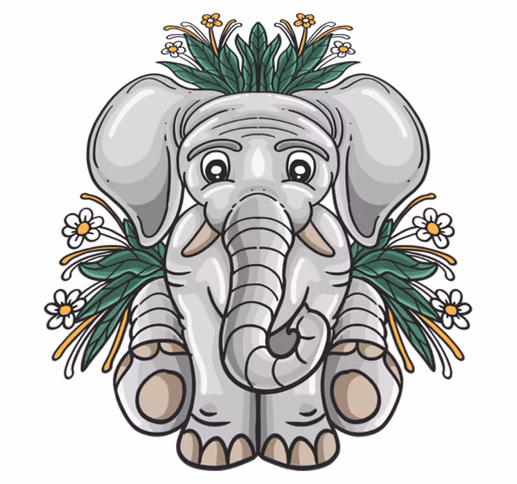 Dywan winylowy zwierzęta ilustracja słodkiego słonia - TenStickers