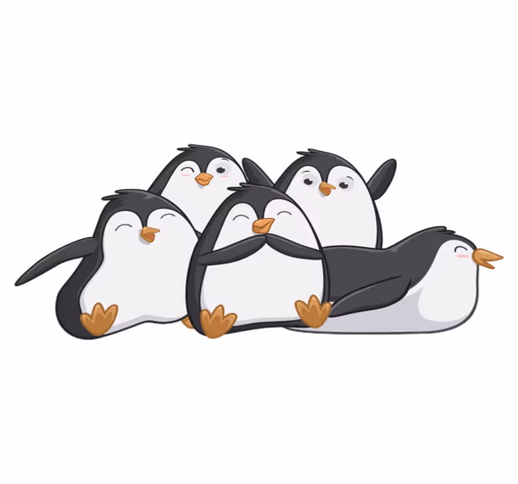 Dywan winylowy zwierzęta rodzina szczęśliwych pingwinów - TenStickers