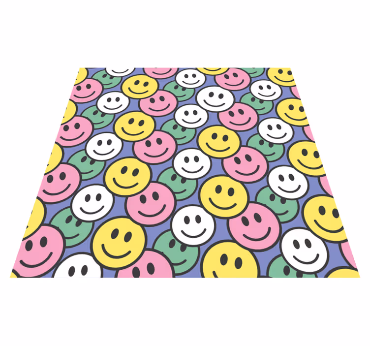 Dywan winylowy zwierzęta w kolorowe wzory uśmiechów - TenStickers