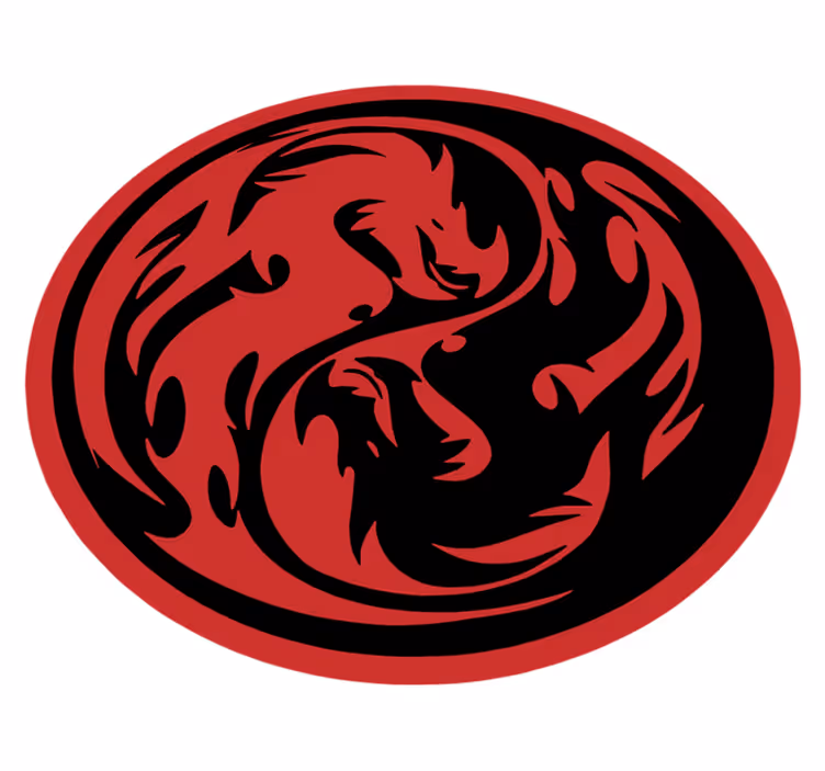 Dywan winylowy zwierzęta smoki yin yang - TenStickers