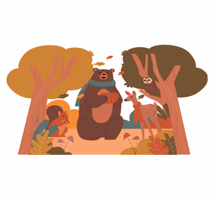 Dywan winylowy zwierzęta leśne stworzenia jesieni - TenStickers