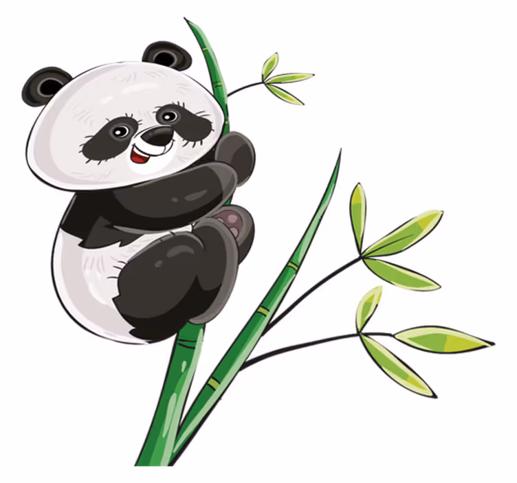 Dywan winylowy zwierzęta panda wspinająca się na bambus - TenStickers