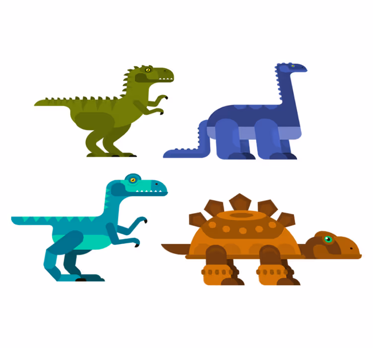 Dywan winylowy zwierzęta kolorowe ruchome dinozaury - TenStickers