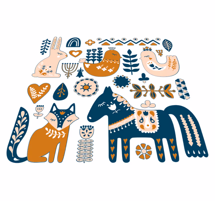 Dywan winylowy zwierzęta kolorowe ilustracje - TenStickers