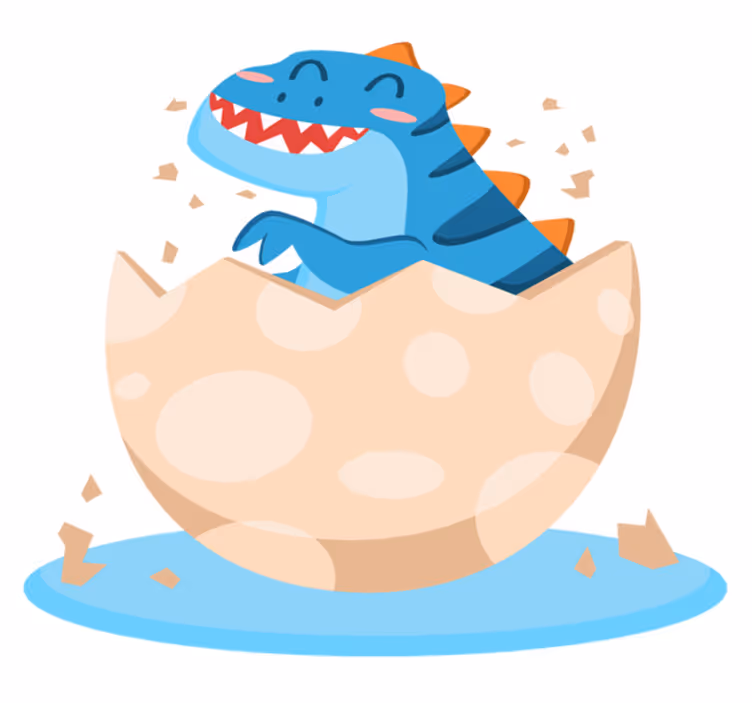 Dywan winylowy zwierzęta wesoły dinozaur po wykluciu - TenStickers