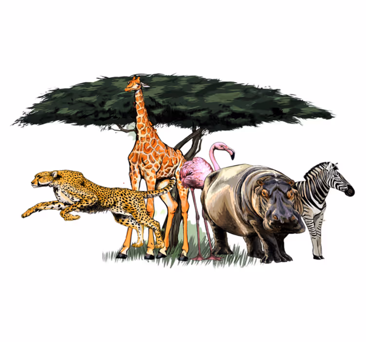Dywan winylowy zwierzęta safari z rodziną żyraf - TenStickers