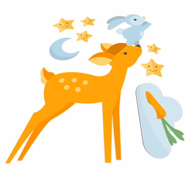 Dywan winylowy zwierzęta jeleń i królik - TenStickers