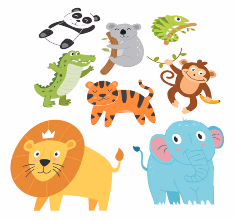 Dywan winylowy zwierzęta rysowane zwierzęta jesienne - TenStickers