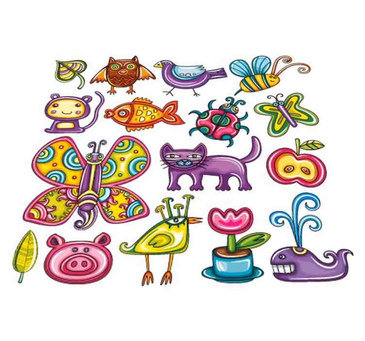 Dywan winylowy zwierzęta w kolorowym stylu - TenStickers