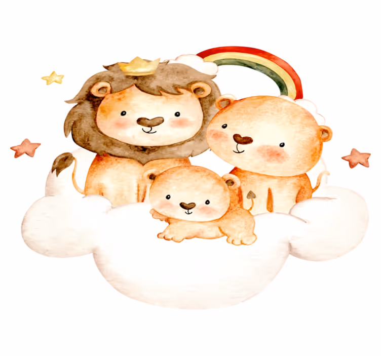 Dywan winylowy zwierzęta z małymi zwierzakami i chmurkami - TenStickers