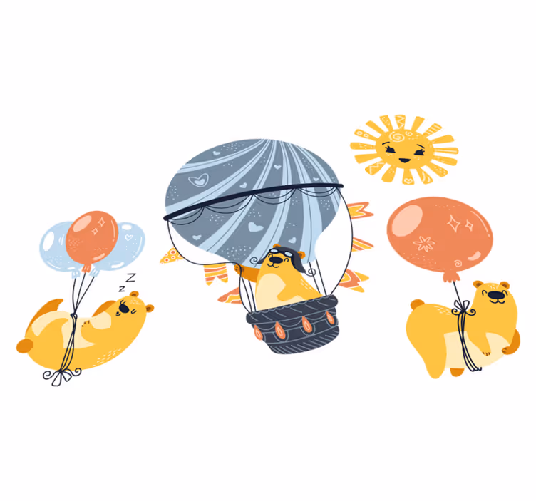 Dywan winylowy zwierzęta na balonach - TenStickers