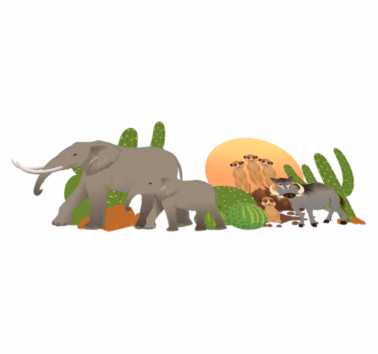 Dywan winylowy zwierzęta scena z safari - TenStickers