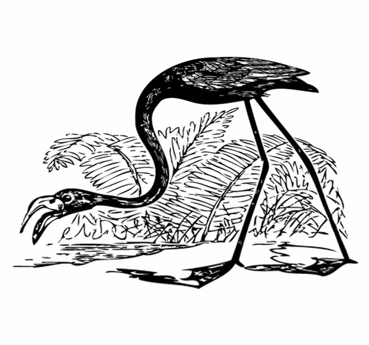 Dywan winylowy zwierzęta flamingo z paprociami - TenStickers