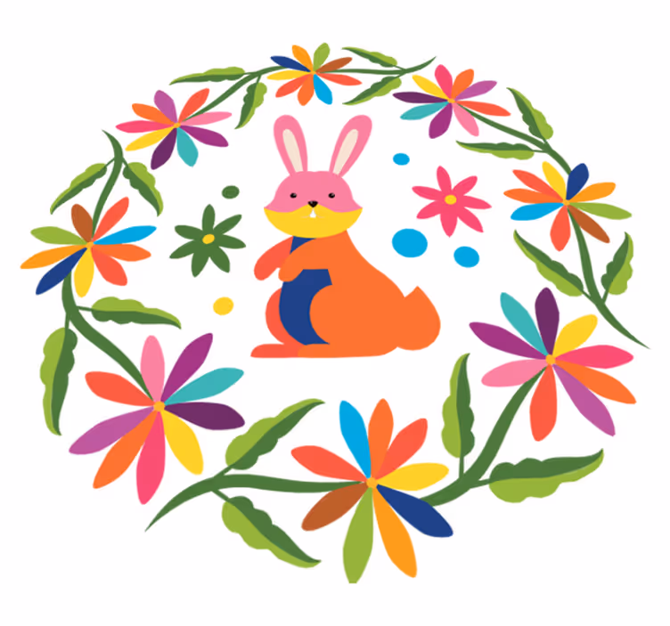 Dywan winylowy zwierzęta kolorowy design królika - TenStickers