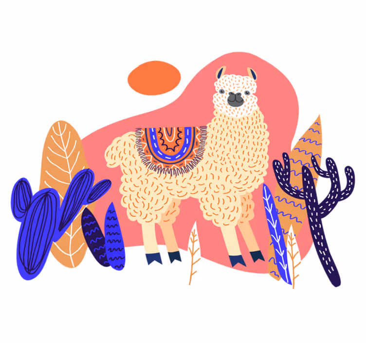 Dywan winylowy zwierzęta llama i kaktus peruwiański - TenStickers