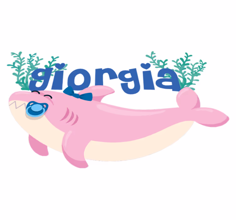 Dywan winylowy zwierzęta rekin baby z imieniem dziewczynki - TenStickers