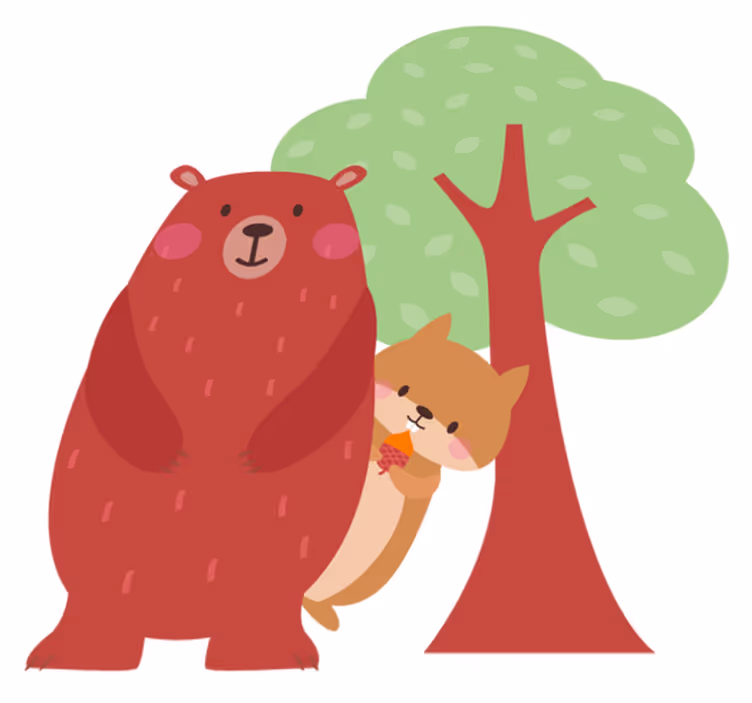 Dywan winylowy zwierzęta przyjaźń wiewiórki i misia - TenStickers