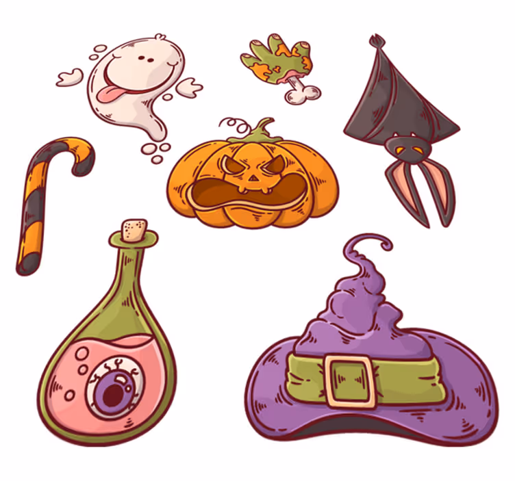 Dywan winylowy na halloween z postaciami halloweenowymi - TenStickers