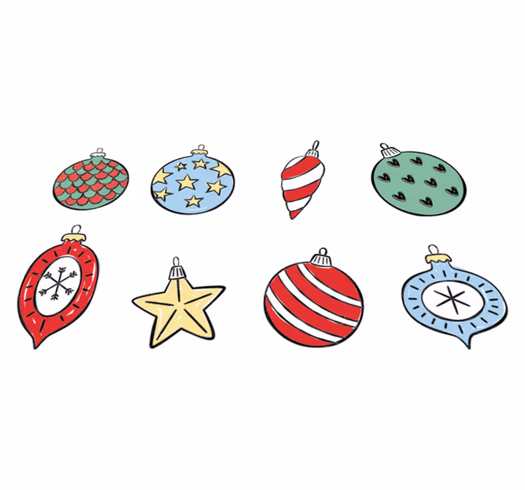 Dywan winylowy boże narodzenie zestaw vintage bombek - TenStickers