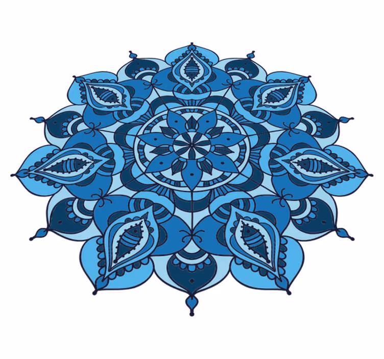 Dywan winylowy w kwiaty i rośliny niebieska mandala lotosu - TenStickers